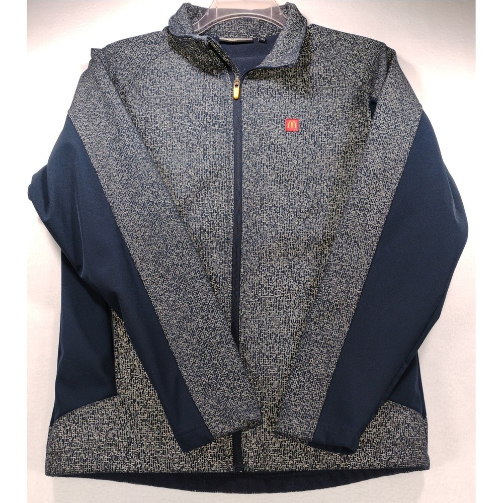 McDonalds Employee Uniform Full Zip Fleece Jacket Navy Grey MC864 Mens Medium